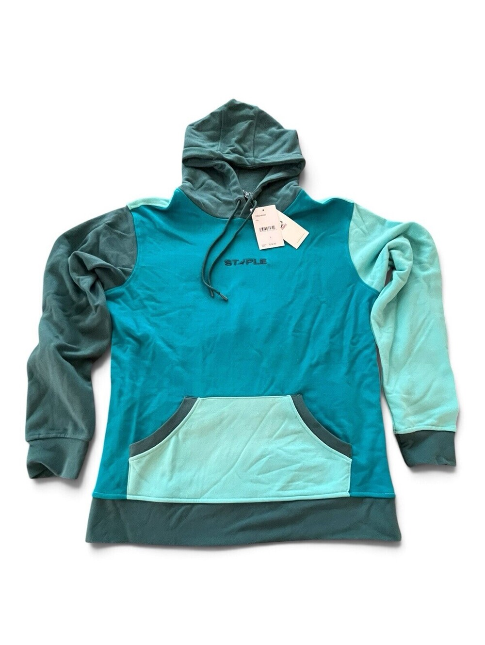 NWT Staple Streetwear Colorblock Hoodie Teal Mint Green Mens L Pigeon Pocket
